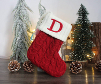 Woolen Knitted Christmas Letter Socks Decoration Pendant Gift Bag Stocking
