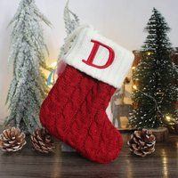 Woolen Knitted Christmas Letter Socks Decoration Pendant Gift Bag Stocking