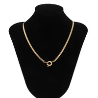 Women's Simple Single Layer Flat Snake Bone Chain Necklace

