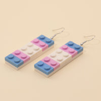 Six Color Rainbow Building Block Earrings
