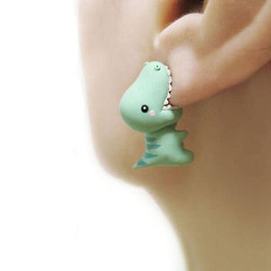 Cute Cartoon Animal Bite Earrings Dinosaur Little Dog Whale Hippo