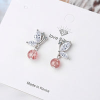 Sweet Strawberry Crystal Butterfly Earrings
