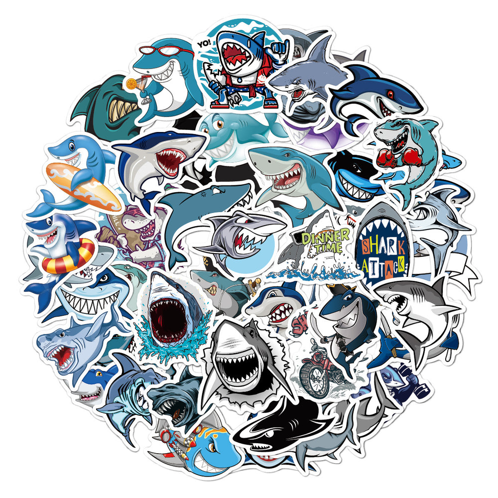 50 Uds pegatinas de grafiti de dibujos animados de tiburón maleta patineta para niños refrigerador pegatina impermeable pintura