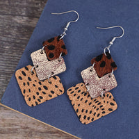 Vintage Leopard Print Stitching Leather Earrings