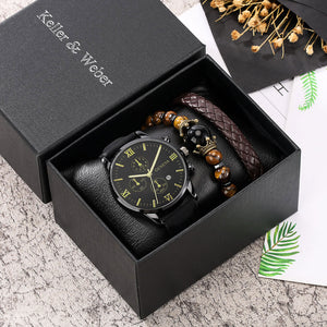 Quartz Watch Bracelet Fashion Gift Box Set (Mens)