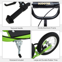Youth Scooter With Adjustable Handlebar, Front And Rear Dual Brakes & Inflatable Wheels, For Kids 5 Green
