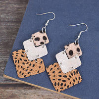 Vintage Leopard Print Stitching Leather Earrings