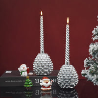 Christmas Pine Cone Candlestick Holder