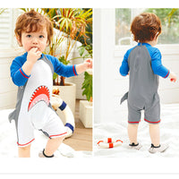 Maillot de bain pour enfants garçons siamois printemps chaud séchage rapide crème solaire maillot de bain garçon mignon bébé requin maillot de bain