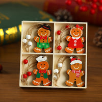 12 PCs Christmas Wooden Pendant Boxed Christmas Tree Ornaments