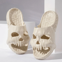 Zapatillas de Halloween con diseño de calavera para baño, zapatillas divertidas para interiores y exteriores, zapatos de playa
