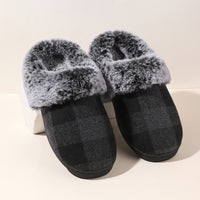 Winter Warm Plaid Plush Slippers Home Indoor Non-slip Bedroom Floor Soft Fuzzy Slippers
