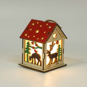 Adornos de madera decorativos festivos de la casa luminosa