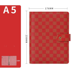 Loose-leaf Book High-grade Leather Cover Checkered Notebook Book