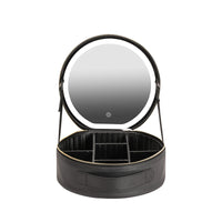 Circular Cosmetic Bag With Mirror And Light Large Capacity
