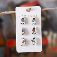 Halloween Book Ghost Wooden Stud Earrings
