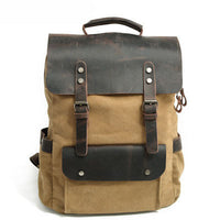 Unisex College Vintage Canvas Leather Backpack
