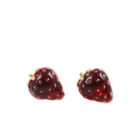 Red Resin Strawberry Stud Earrings
