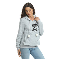 Casual Cat Print Hoodie With Big Pocket For Pets
