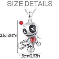 Cartoon Red Heart Voodoo Doll Necklace Halloween Personality Clavicle Necklace Fashion Jewelry Accessories
