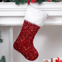 Sequined Plush Holiday Stockings