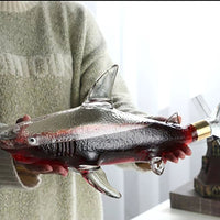 Decantador en forma de tiburón, contenedor de botella de vino de vidrio de borosilicato alto sellado espesado