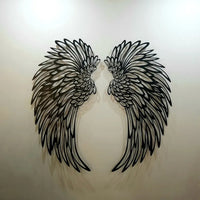 Art de décoration murale en métal sculpté avec décoration légère d'ailes d'ange