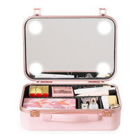Fashionable Large Capacity Cosmetic Case With Mirror and Light
