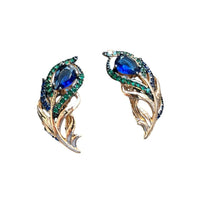 Fashion Wild Rose Gold Peacock Green White Zircon Earrings
