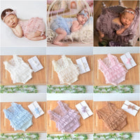 Lace Pleated Jumpsuit Newborn Baby Photography Suit
