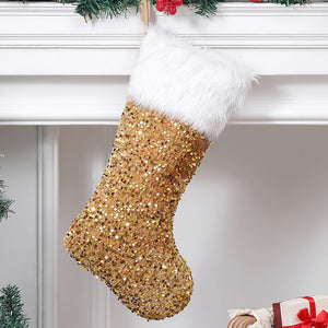 Sequined Plush Holiday Stockings