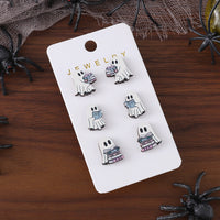 Halloween Book Ghost Wooden Stud Earrings
