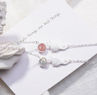 Sweet Strawberry Crystal Moonstone Playful Cat Bracelet
