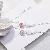 Sweet Strawberry Crystal Moonstone Playful Cat Bracelet