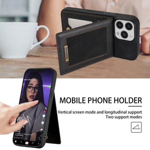 Card Holder Leather iPhone Case Photo Frame Magnetic Snap Protective