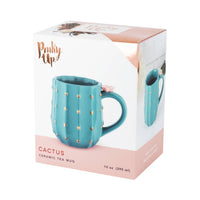 3D Metallic Gold Accented Ceramic Cactus Mug
