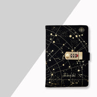 Password Book Diary With Lock Fingerprint Simple Literary Retro Constellation Notebook
