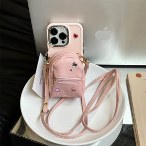 Crossbody Leather Small Backpack Phone Case