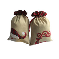 Plaid Santa Reindeer Drawstring Gift Bags
