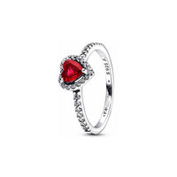 925 Silver Plate Red Heart Ring
