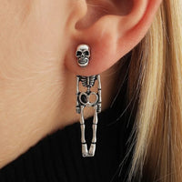 Halloween Earrings Skull Simulation Human Skeleton Detachable Stud Earrings
