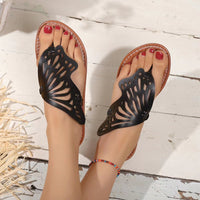 Sandalias de verano Chanclas vintage Alas de mariposa Zapatos planos Zapatillas al aire libre

