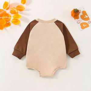 Children's Thanksgiving Turkey Print Long Sleeve Romper