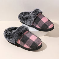 Winter Warm Plaid Plush Slippers Home Indoor Non-slip Bedroom Floor Soft Fuzzy Slippers
