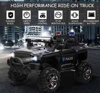 12V Electric Police Ride-on Toy For Kids LED Lights MP3 Parental Remote Black
