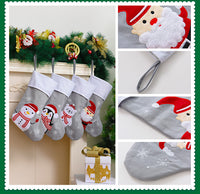 Grey Red Cartoon Christmas Stockings
