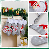 Grey Red Cartoon Christmas Stockings