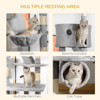 Floor Standing Cat Tree 94.5-10.25 Inch Height Adjustable Cat Climbing Tower, Apartment Hammock
