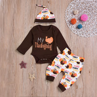 Costume trois pièces pour bébé, costume de Thanksgiving, dinde
