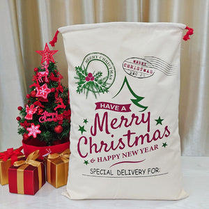 Christmas Canvas Double Drawstring Gift Bags